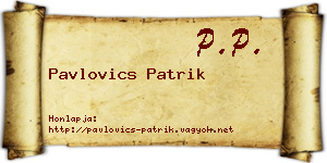 Pavlovics Patrik névjegykártya